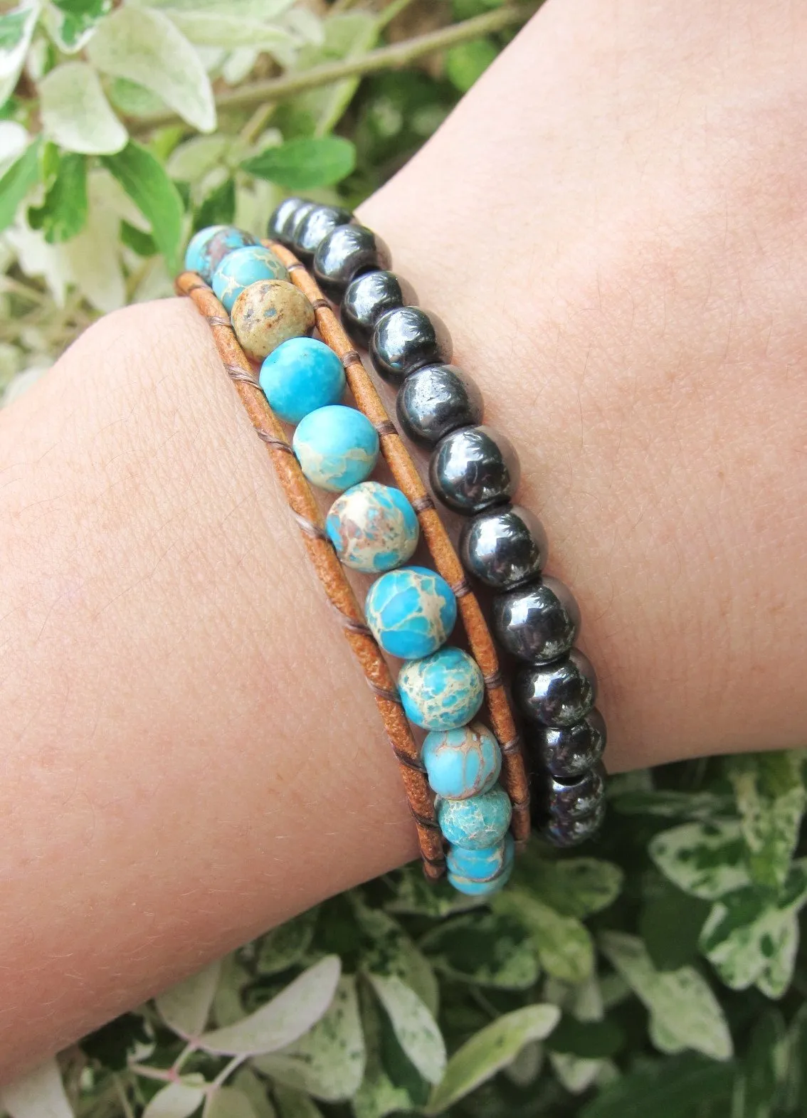 Aqua Terra Jasper Single Wrap Adjustable Bracelet