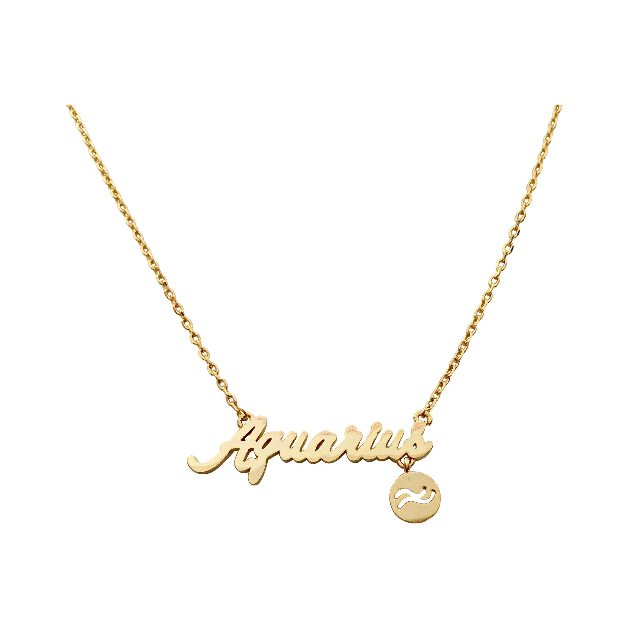 Aquarius Zodiac Sign Necklace (gold)