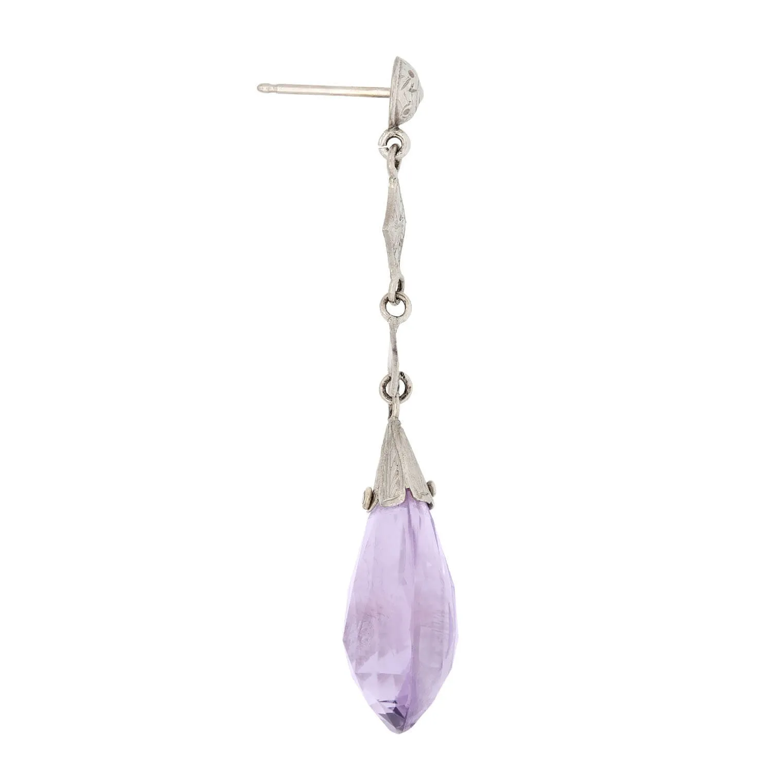 Art Deco 14k Amethyst Briolette Drop Earrings