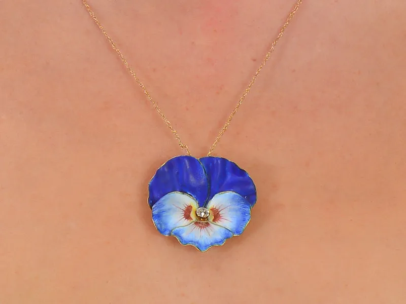 Art Nouveau Pansy Flower Pendant