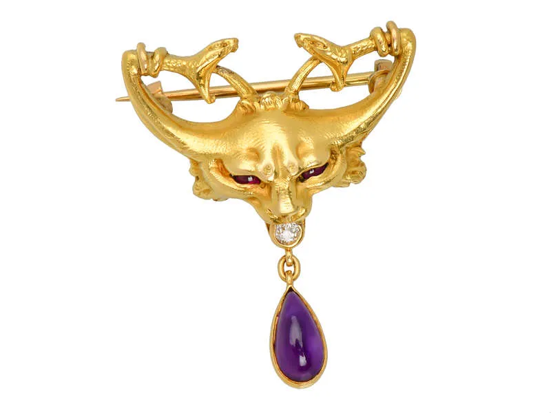 Art Nouveau Rare Chimera Necklace Brooch