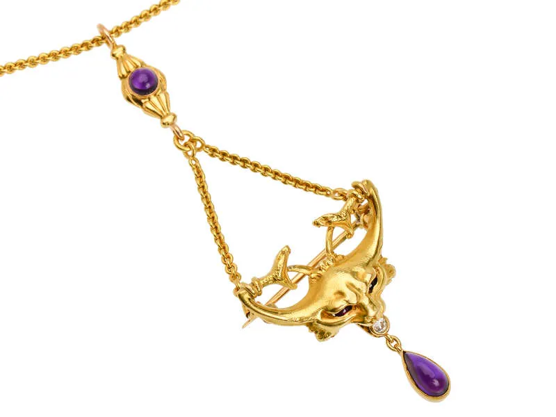 Art Nouveau Rare Chimera Necklace Brooch