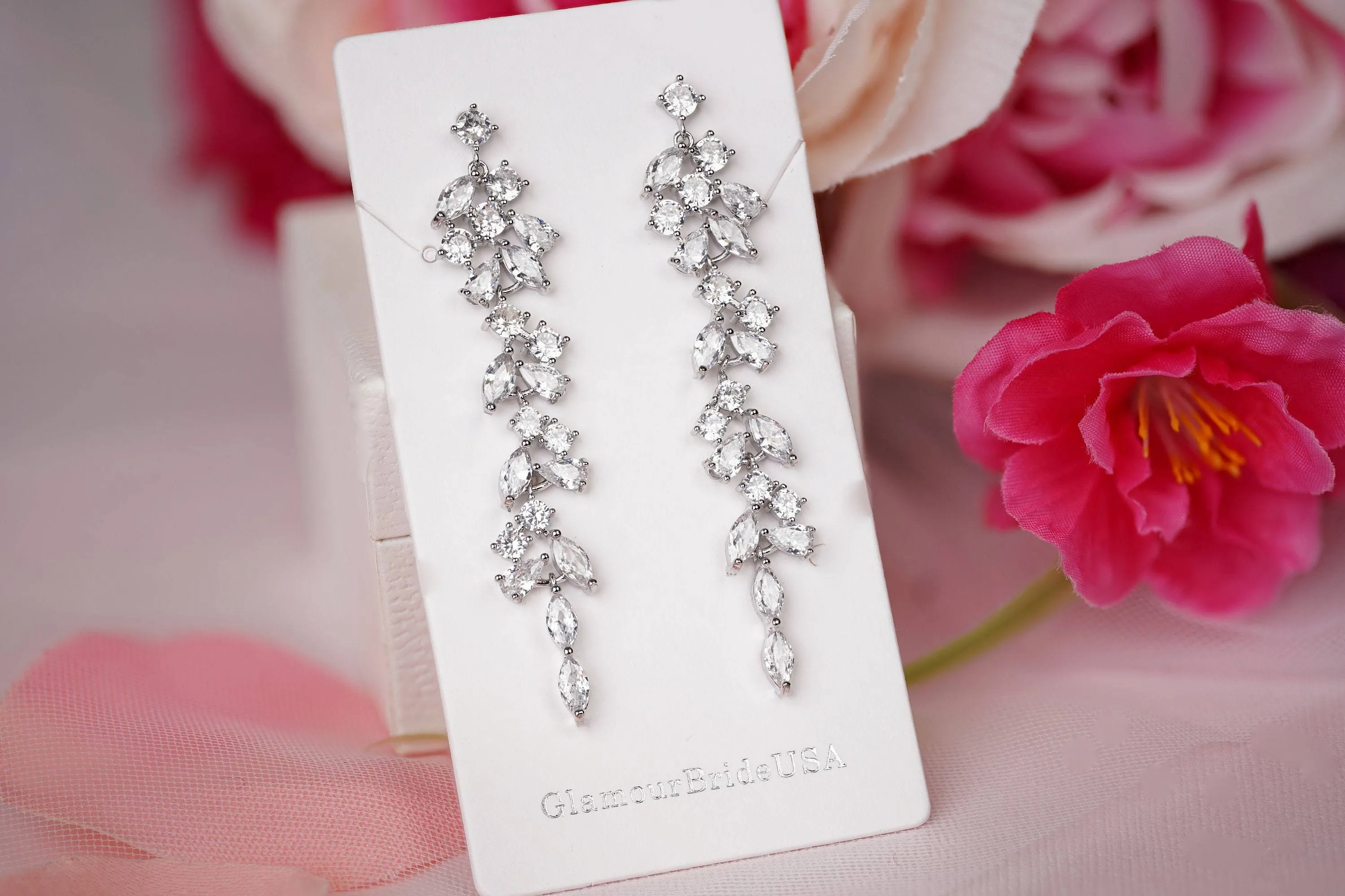 Ashley - Long Dangle Crystal Earrings