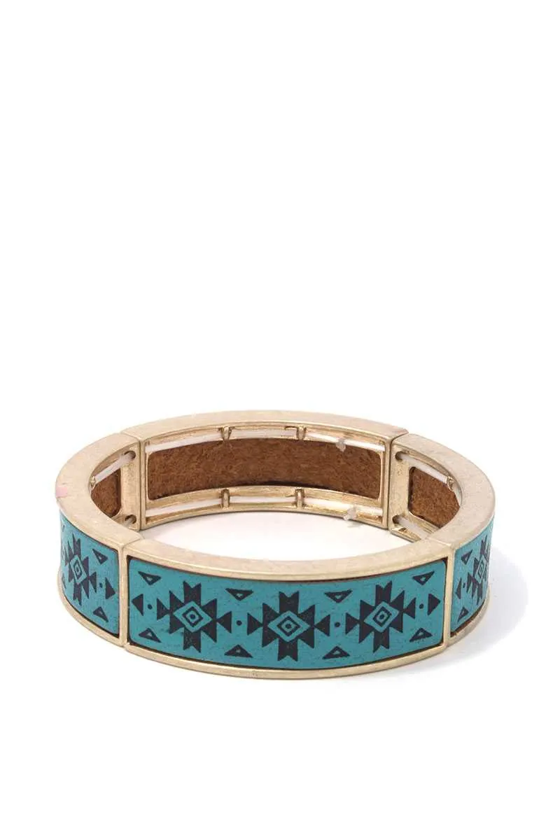 Aztec Pattern Metal Stretch Bracelet