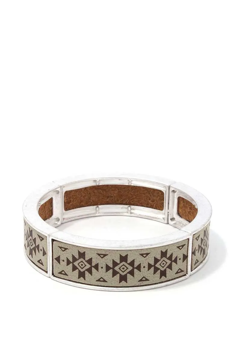 Aztec Pattern Metal Stretch Bracelet