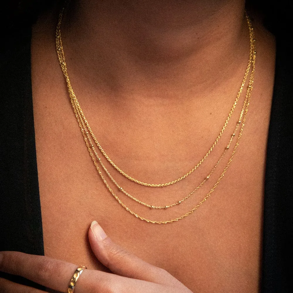 Beaded Layering Chain Necklace 18ct Gold Plate