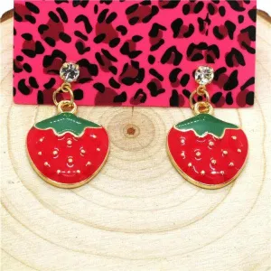 Betsey Johnson Strawberry Rhinestone Earrings