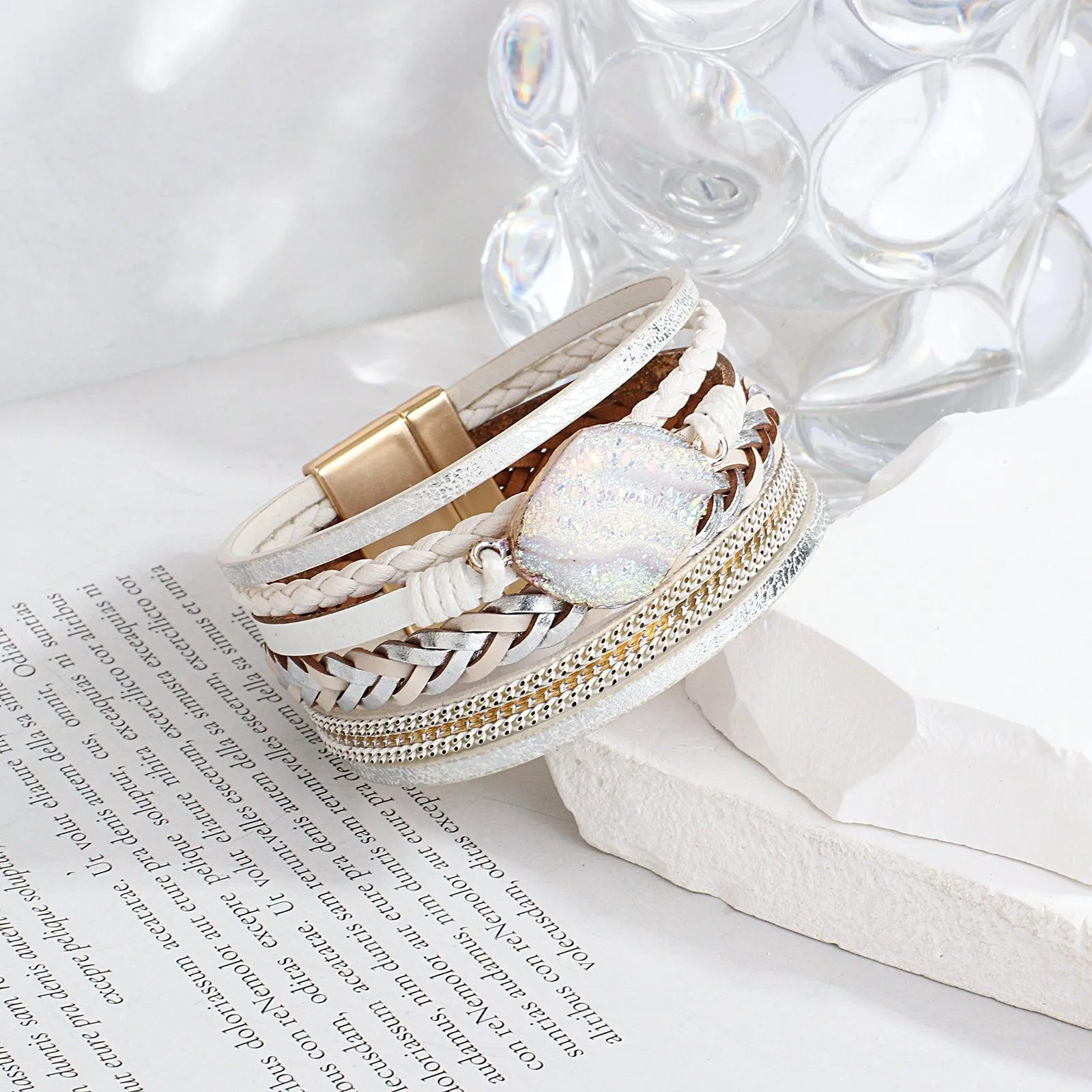 'Birralee' Charm Cuff Bracelet - white