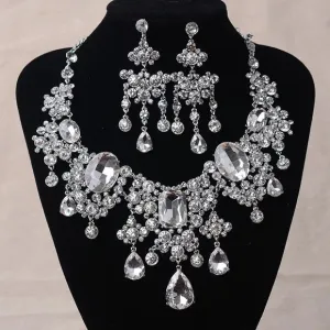 Bling Brides Gorgeous Large Rhinestone Crystal Bridal Tiara Necklace Earring Set