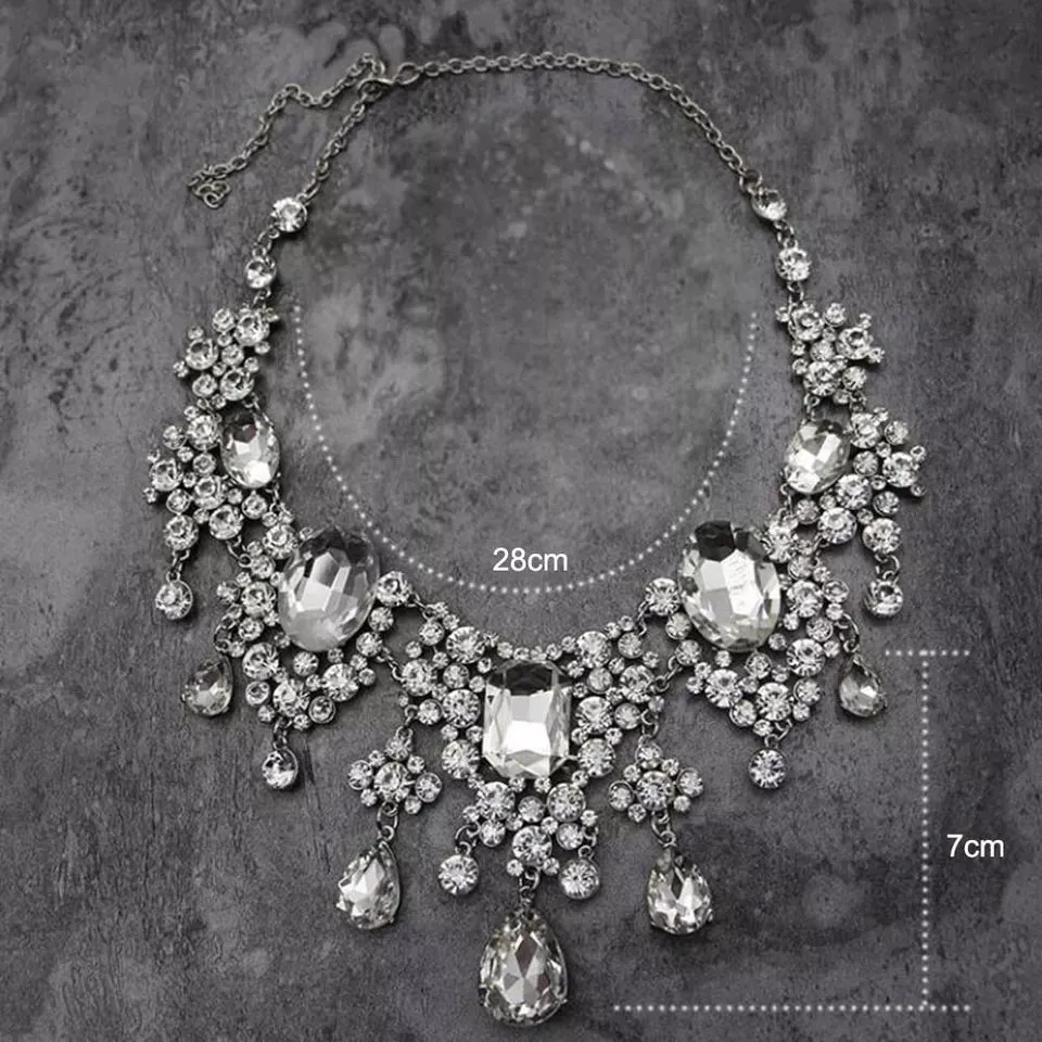 Bling Brides Gorgeous Large Rhinestone Crystal Bridal Tiara Necklace Earring Set