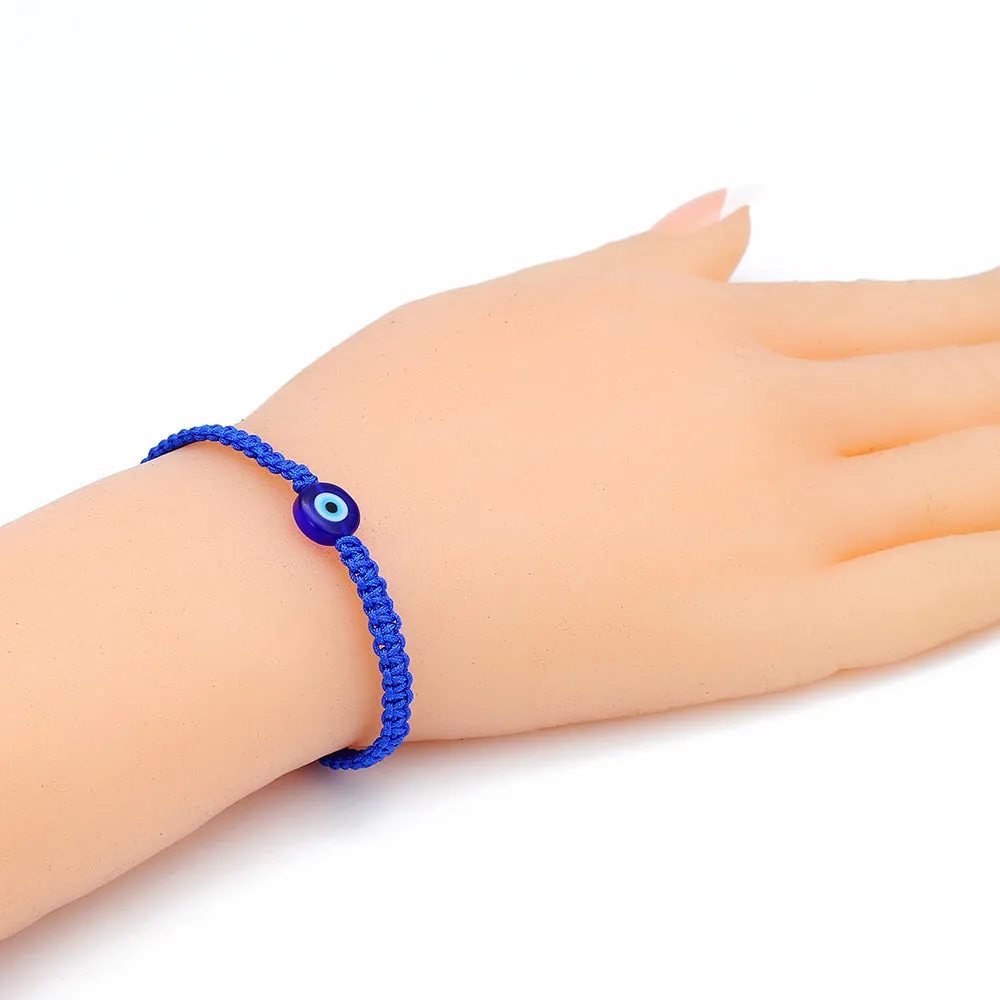 Blue Eyes Evil Eye Red Cord Braided Adjustable Bracelet