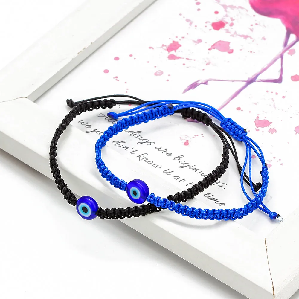 Blue Eyes Evil Eye Red Cord Braided Adjustable Bracelet