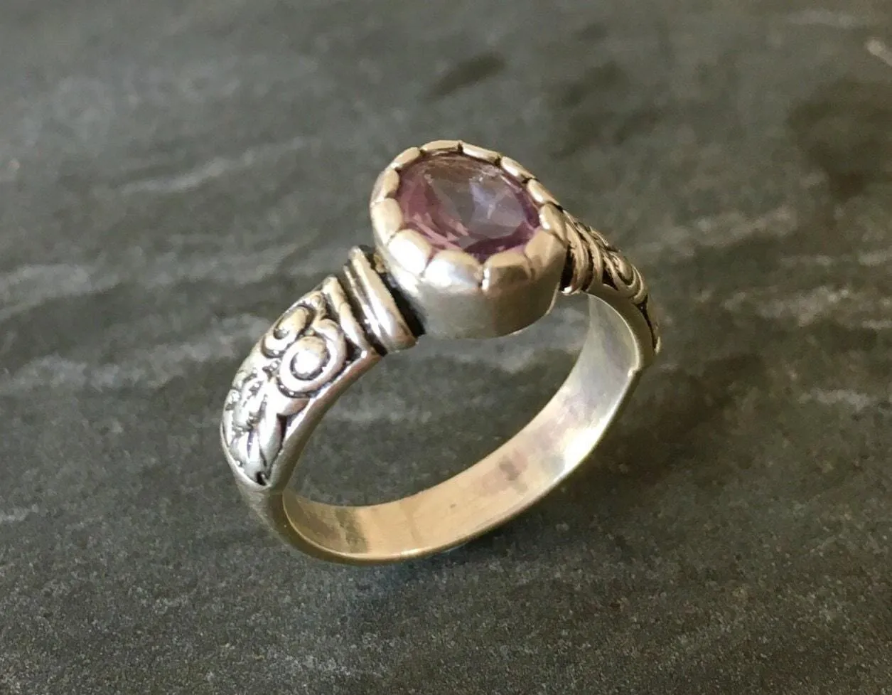 Boho Amethyst Ring - Genuine Amethyst Ring - Amethyst Solitaire Ring