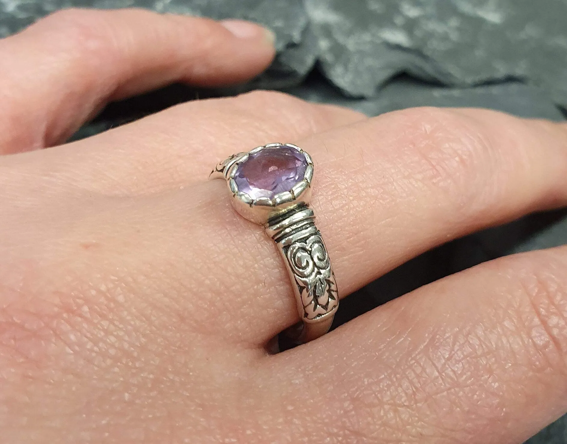 Boho Amethyst Ring - Genuine Amethyst Ring - Amethyst Solitaire Ring