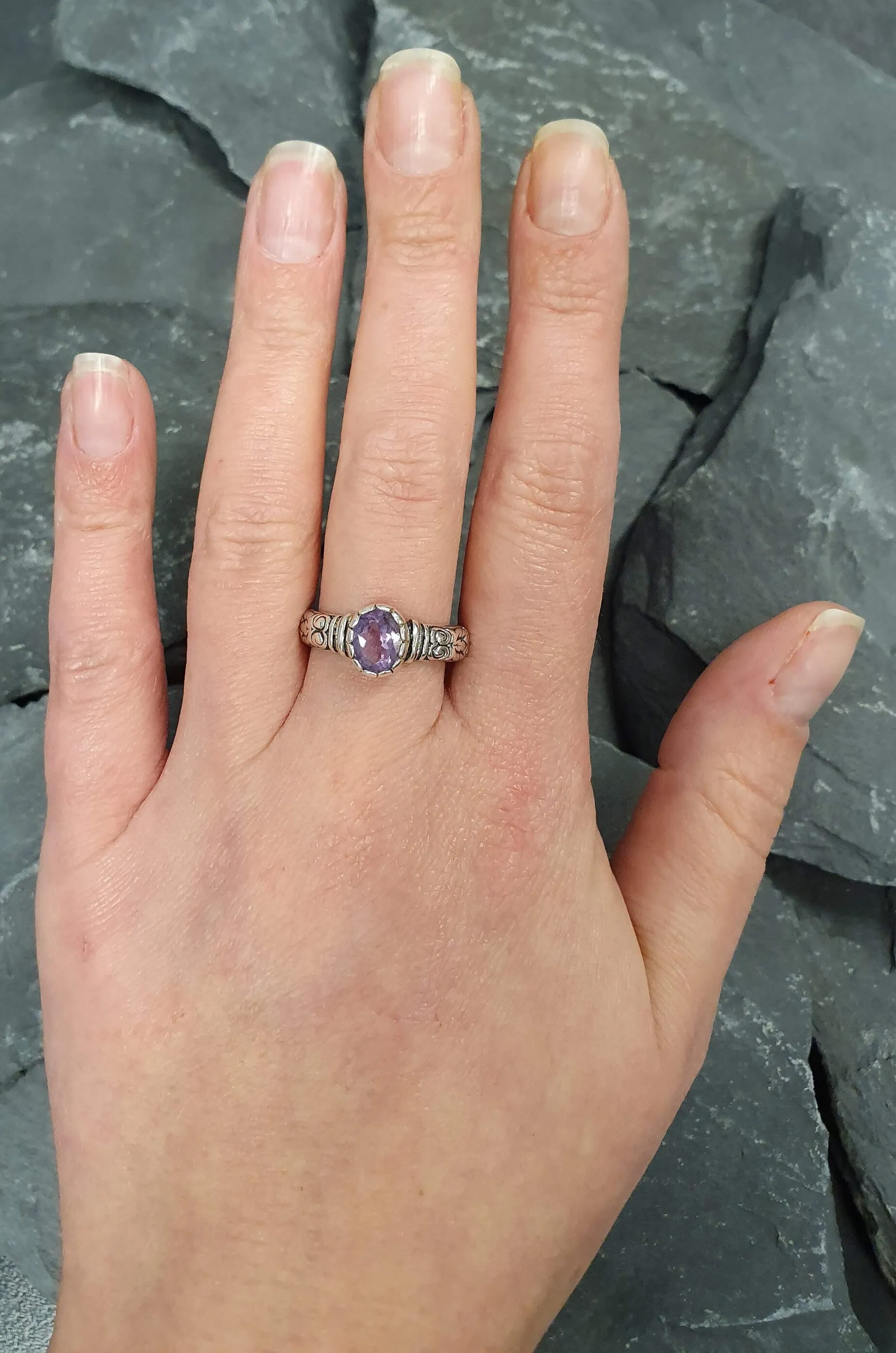 Boho Amethyst Ring - Genuine Amethyst Ring - Amethyst Solitaire Ring