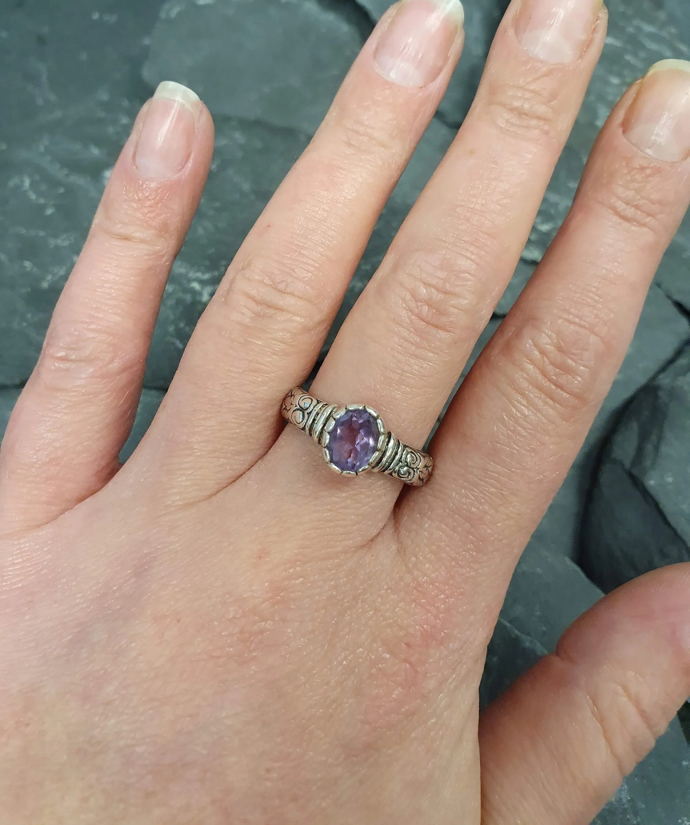 Boho Amethyst Ring - Genuine Amethyst Ring - Amethyst Solitaire Ring