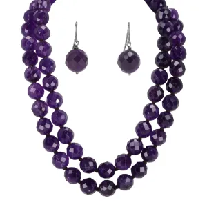 Bottega Veneta Amethyst Beaded Necklace & Matching Earrings Set