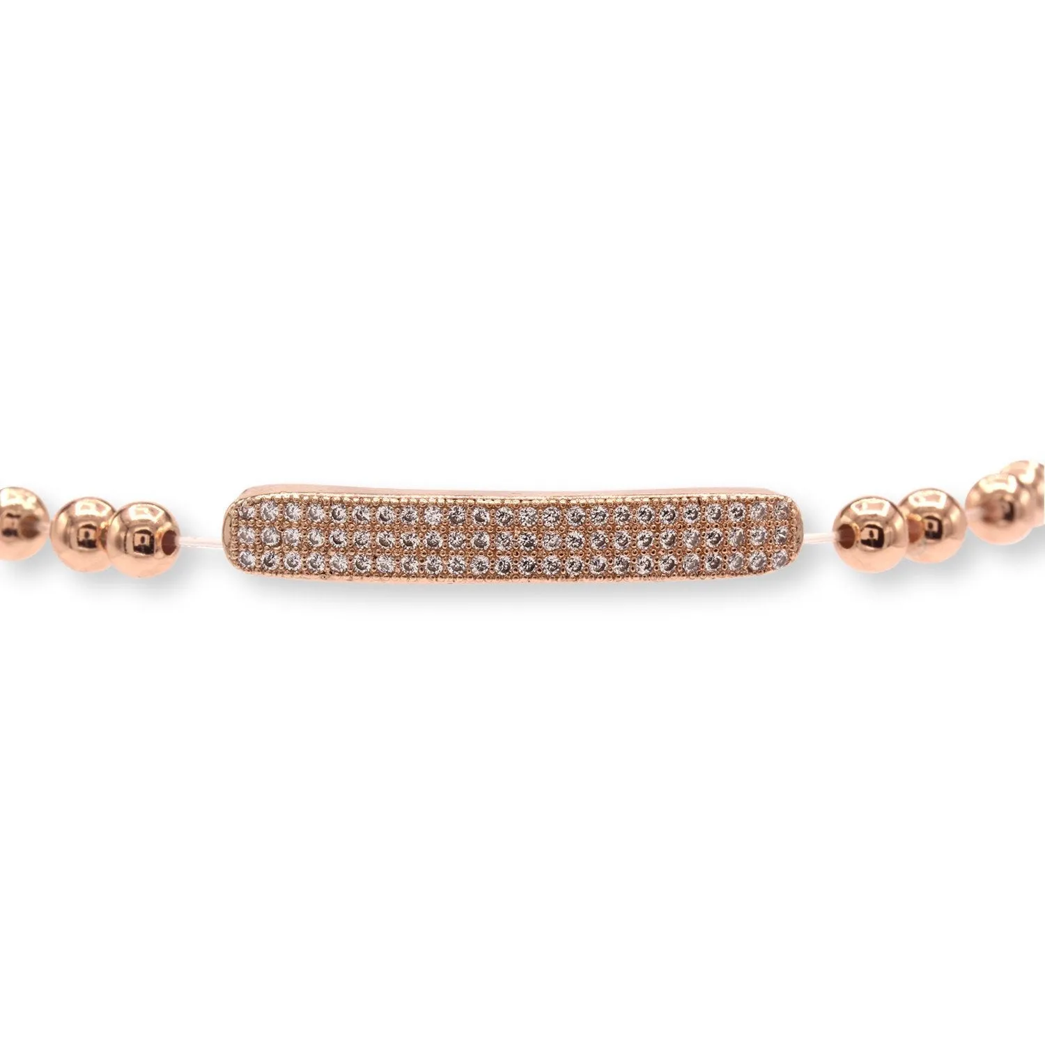 Brass Cubic Zirconia Pave Bar Charm Bracelet