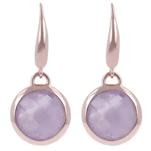 Bronzallure Rose Gold Plated Faceted Amethyst Hook Earrings