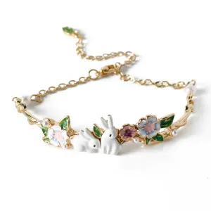 Bunny Rabbits Enamel Charm Bracelet