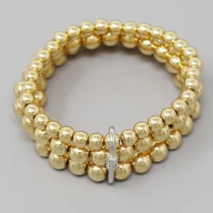 Carabiner Link Detail Beaded Stretch Bracelet