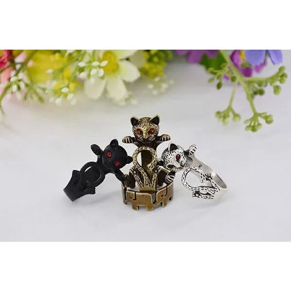 Cat Rings, Alloy or Solid 925 Sterling Silver.  Spread Smiles Wherever you Go!  Three colors