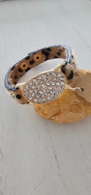 Celine Leopard Faux Fur - Tan - Boho Bracelet