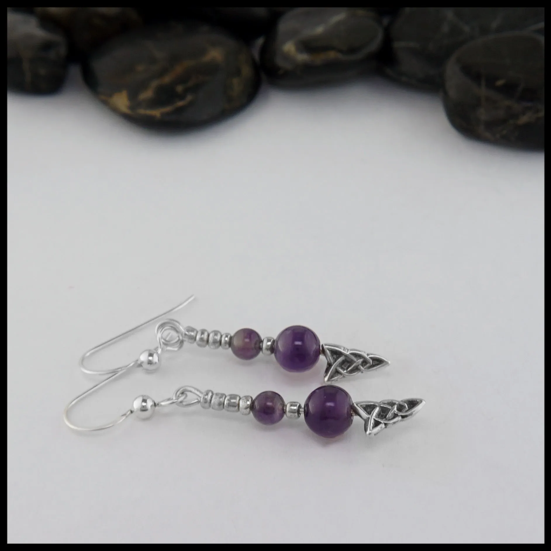 Celtic Knot Earrings with Amethyst