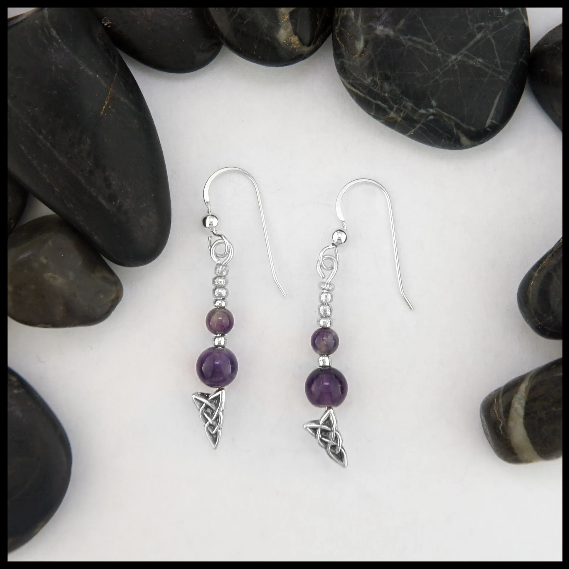 Celtic Knot Earrings with Amethyst