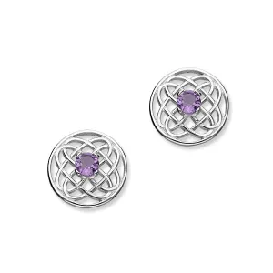 Celtic Silver Earrings CE394 Amethyst