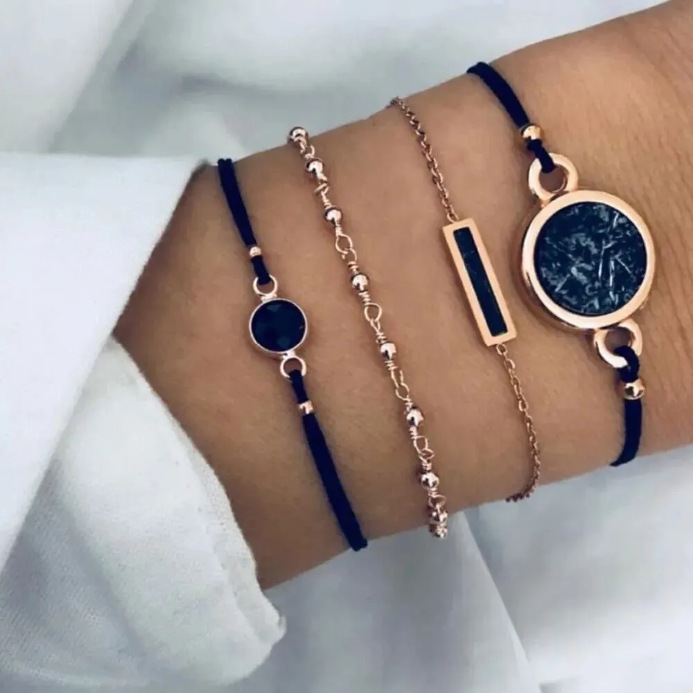 Chic Geometric Bracelet and Bangle Sets for Women with Vintage Star Map, Hand Heart Charm, Beads, Chains – Trendy Fashion Jewelry Accessories