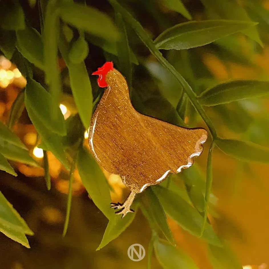 Chicken Pin Brooch Gold