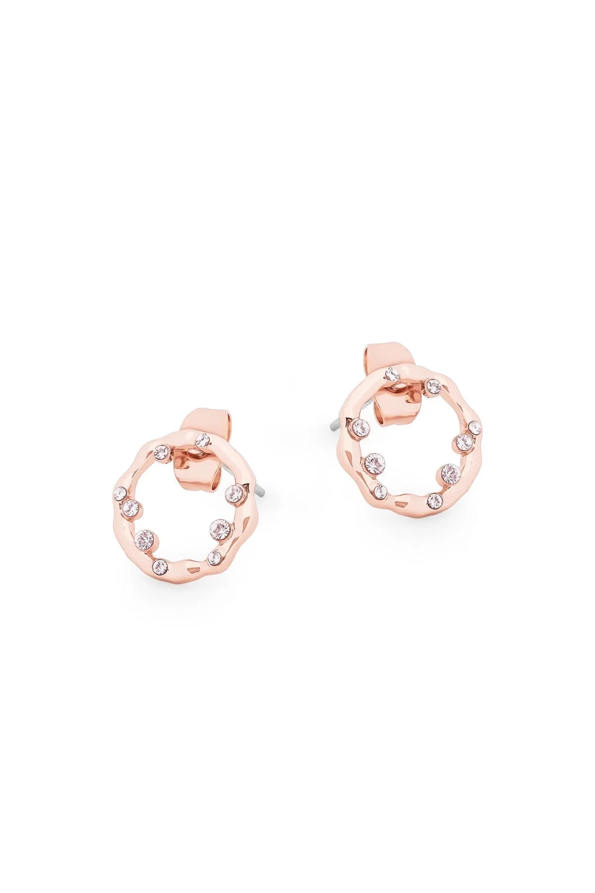 Circle Inset Earrings in Rose Gold