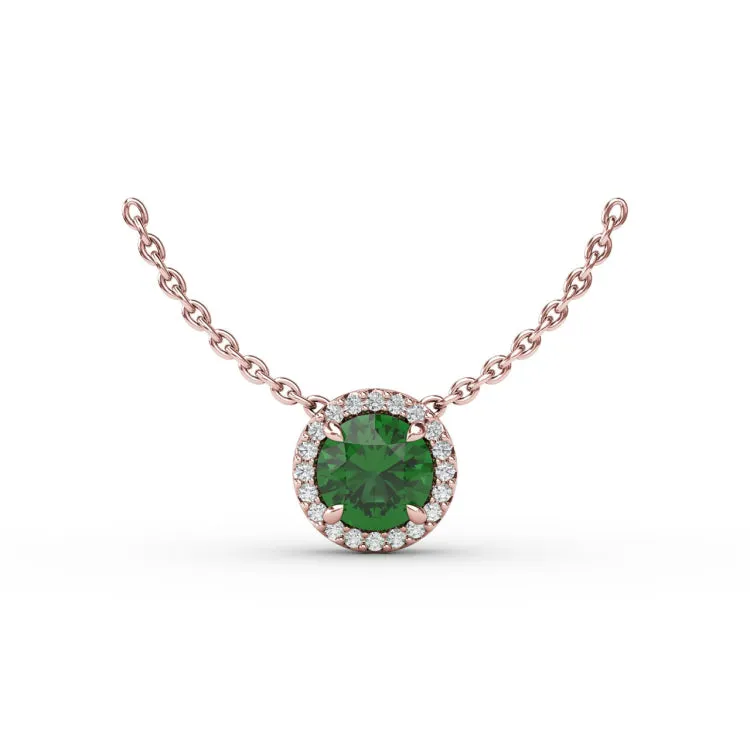 Classic Emerald and Diamond Pendant Necklace