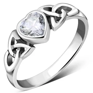 Clear CZ Trinity Knot Silver Ring