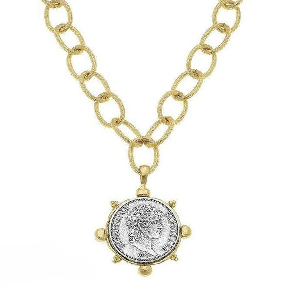 Coin Pendant Necklace on Chain Link