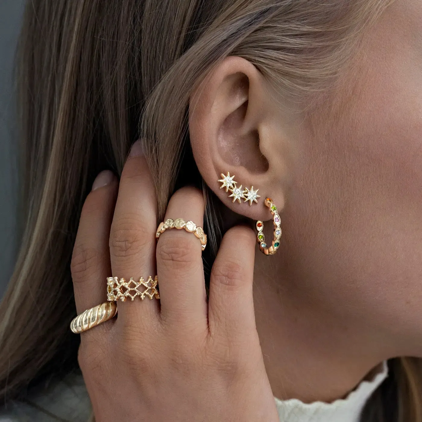 colorful crystal hoop earrings