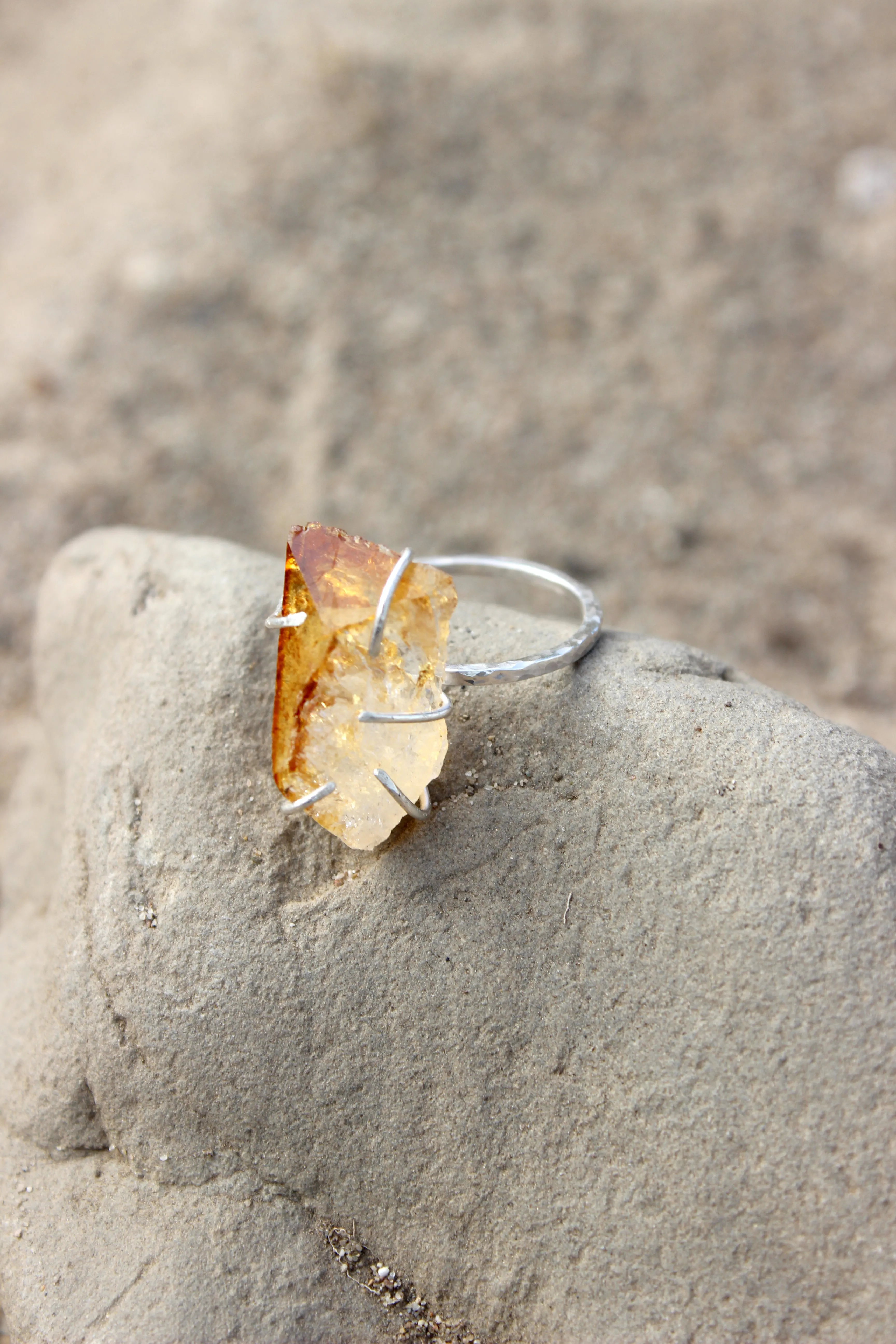 Crown // Raw Citrine Stone Ring, Amethyst Ring, Bold Ring, Statement Stone Ring // BH-R020