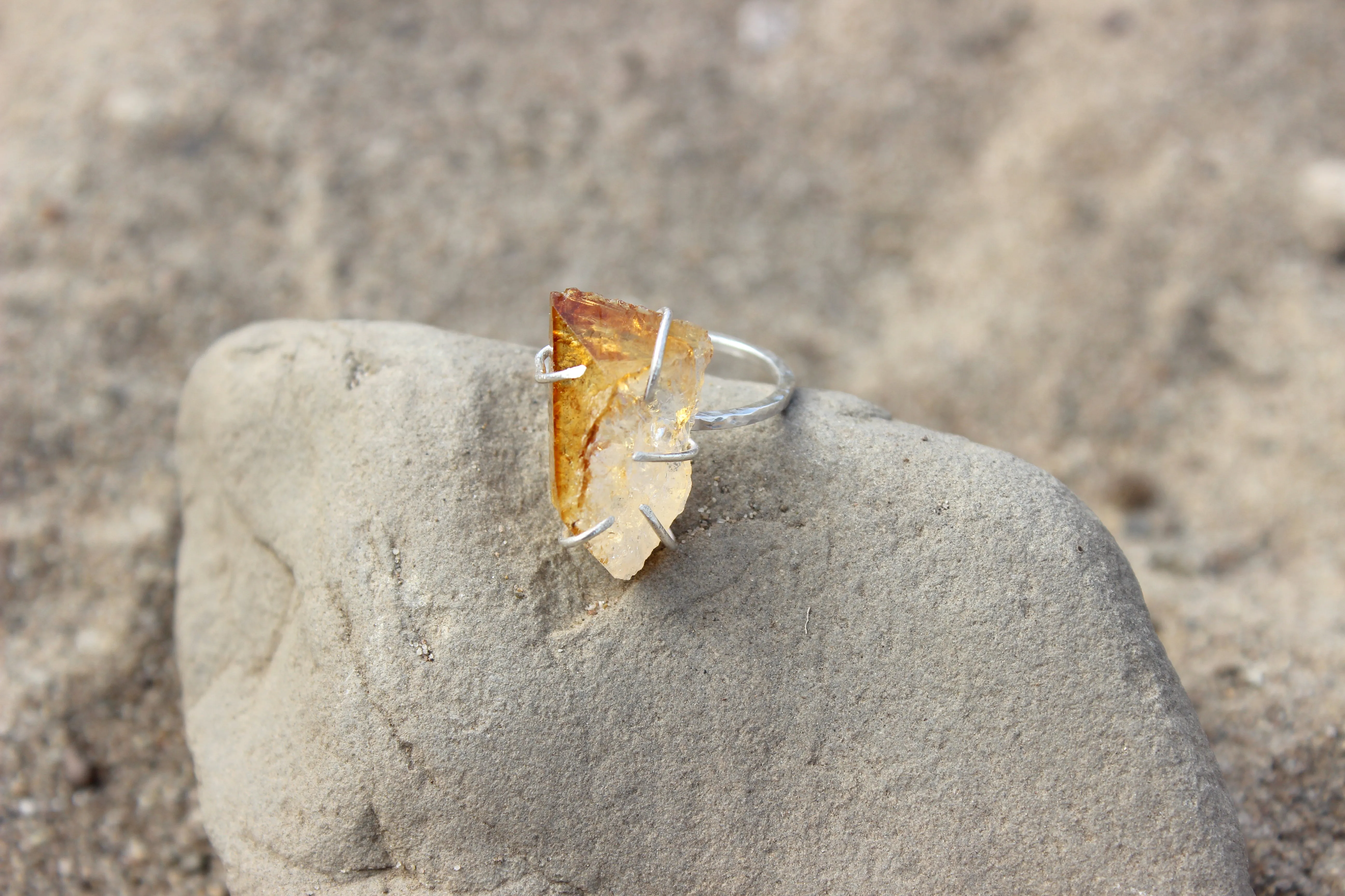 Crown // Raw Citrine Stone Ring, Amethyst Ring, Bold Ring, Statement Stone Ring // BH-R020