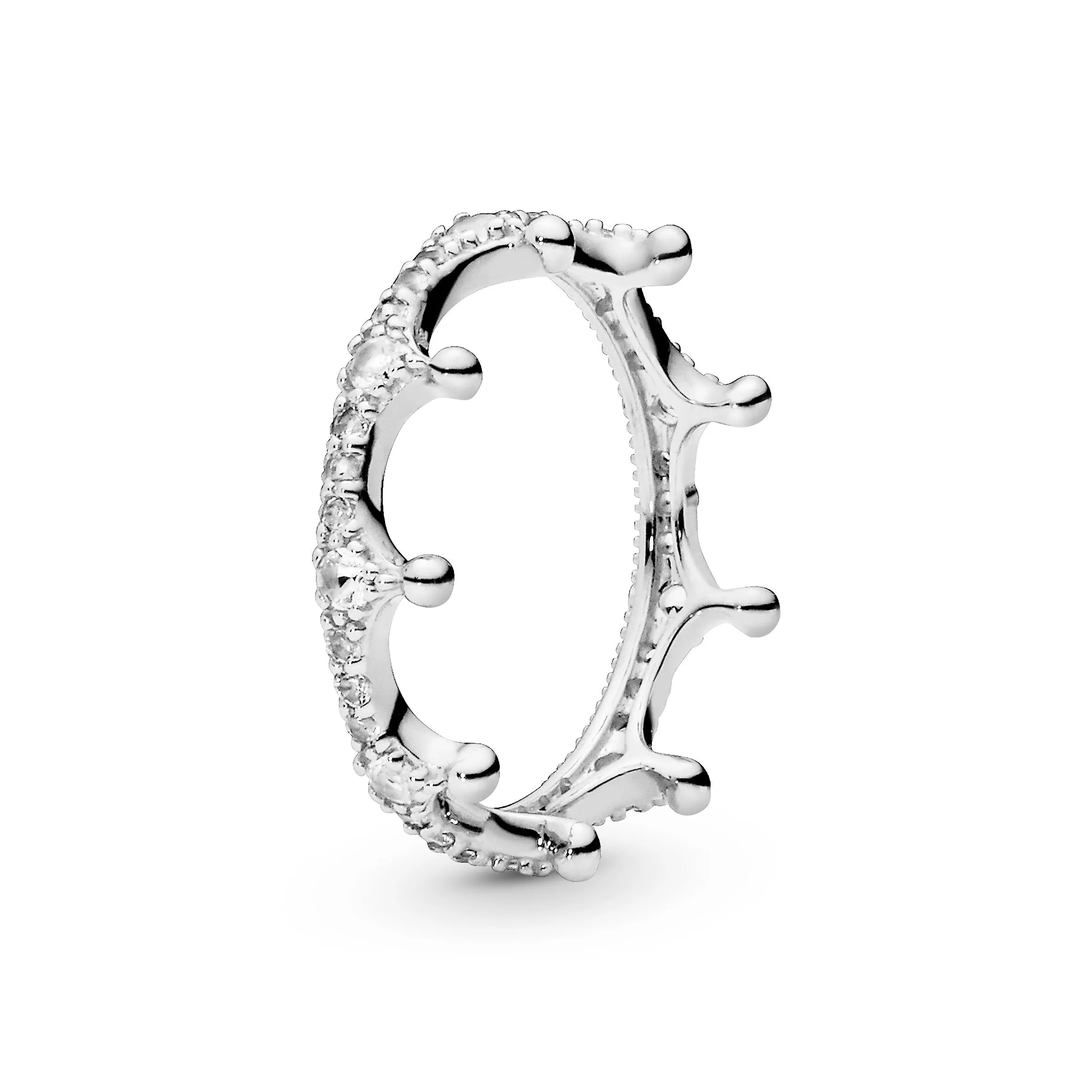 Crown silver ring with clear cubic zirconia