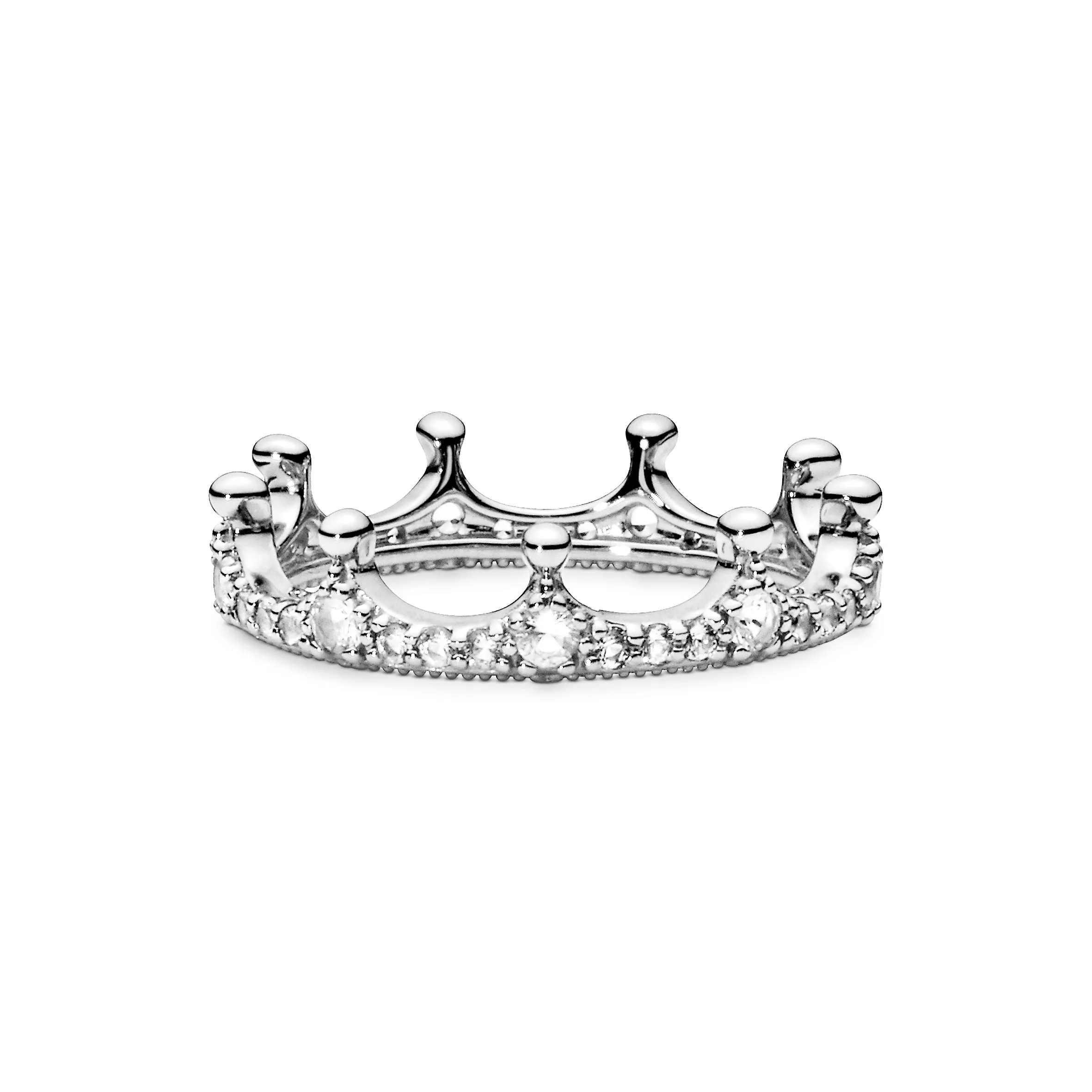 Crown silver ring with clear cubic zirconia