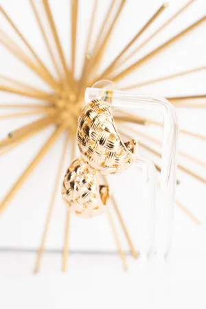 Crystal Avenue Textured Basketweave Goldtone Hoop Earrings