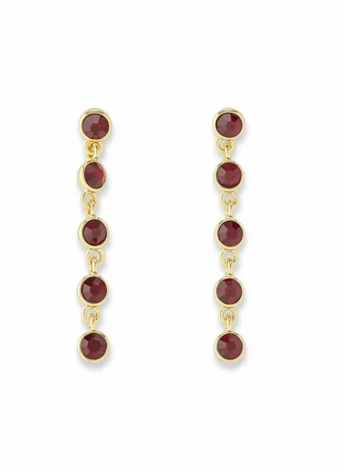 Crystal Drop Earrings Red