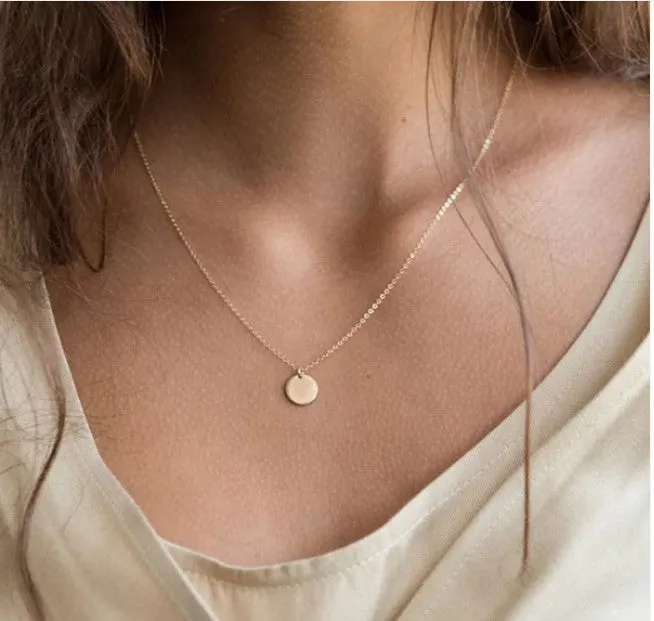 Dainty Disc Layered Necklace Set