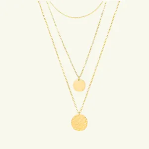 Dainty Disc Layered Necklace Set