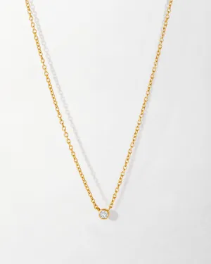 Dainty Solitaire Diamond Necklace - Yellow Gold