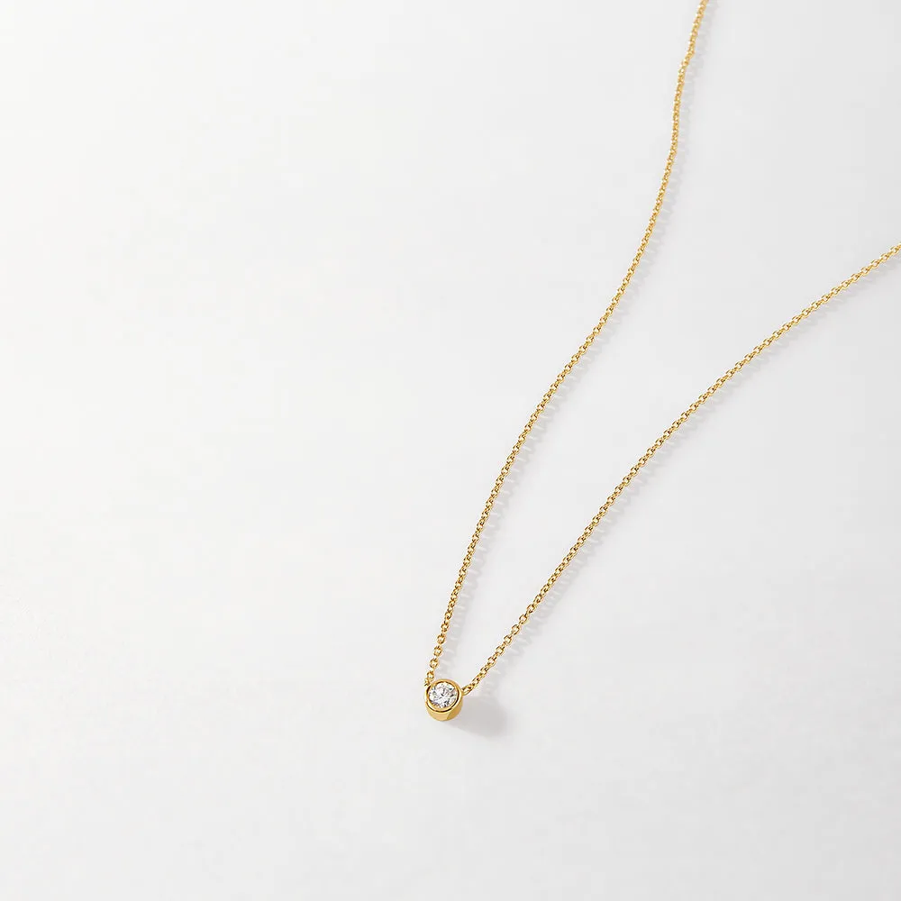 Dainty Solitaire Diamond Necklace - Yellow Gold