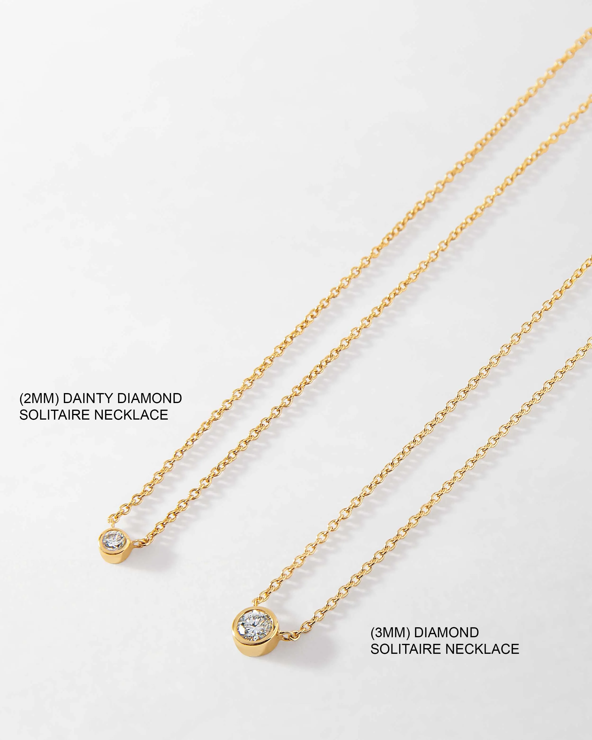 Dainty Solitaire Diamond Necklace - Yellow Gold