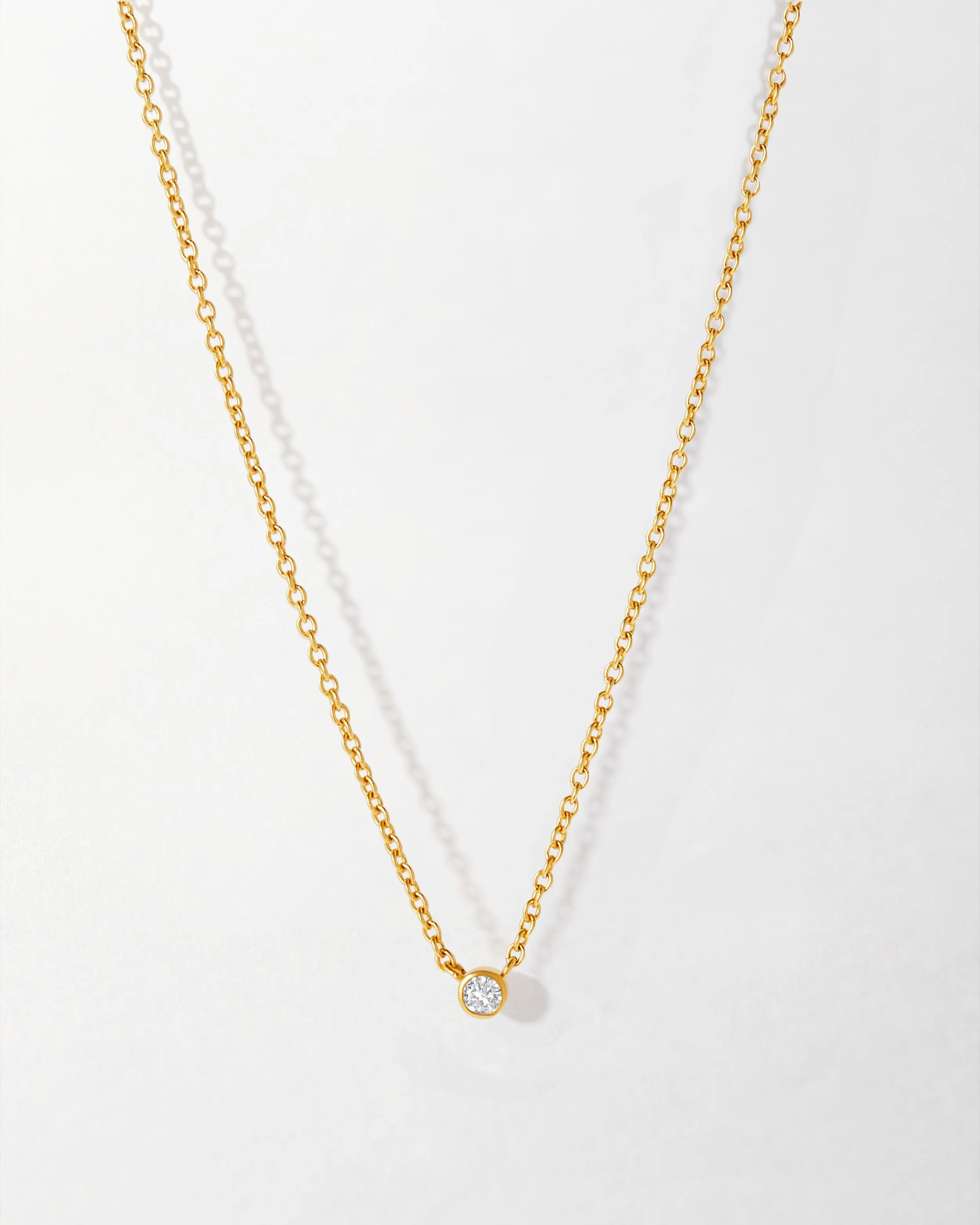 Dainty Solitaire Diamond Necklace - Yellow Gold