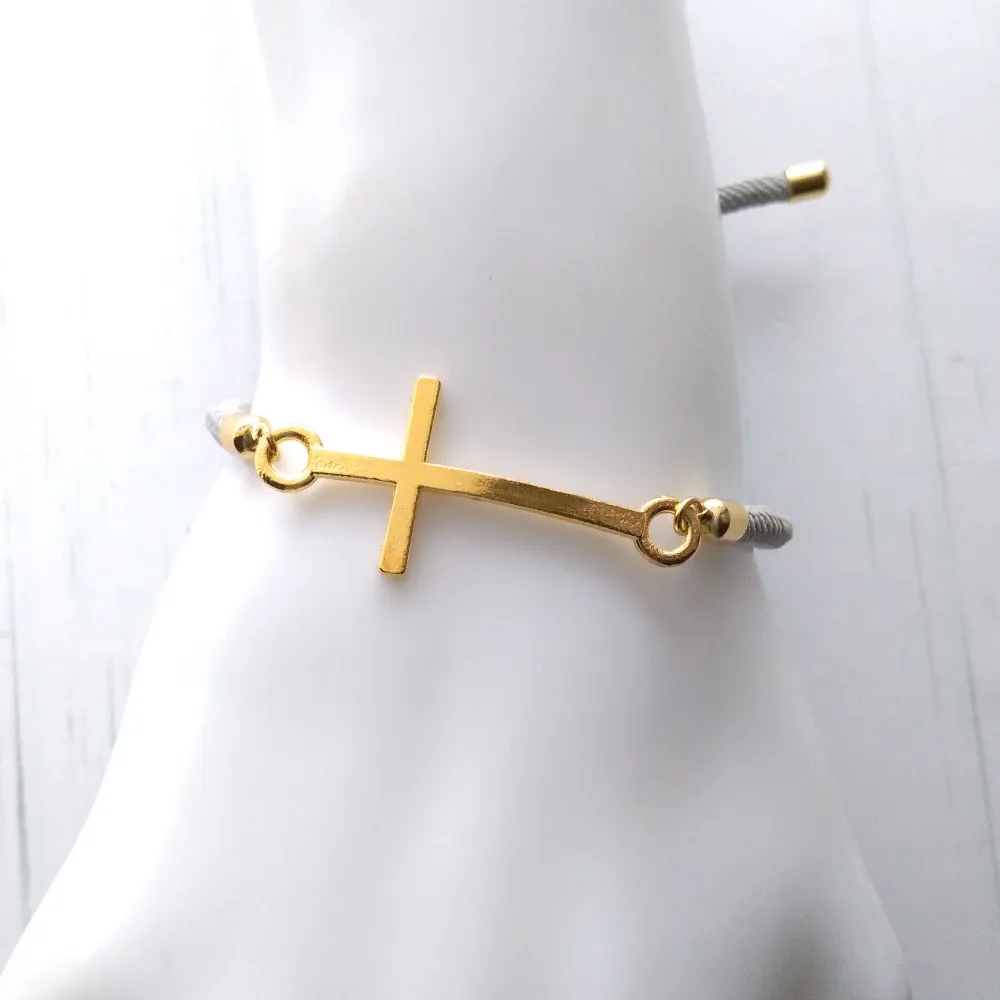 Dani Simple Cross Corded Slider Bracelet